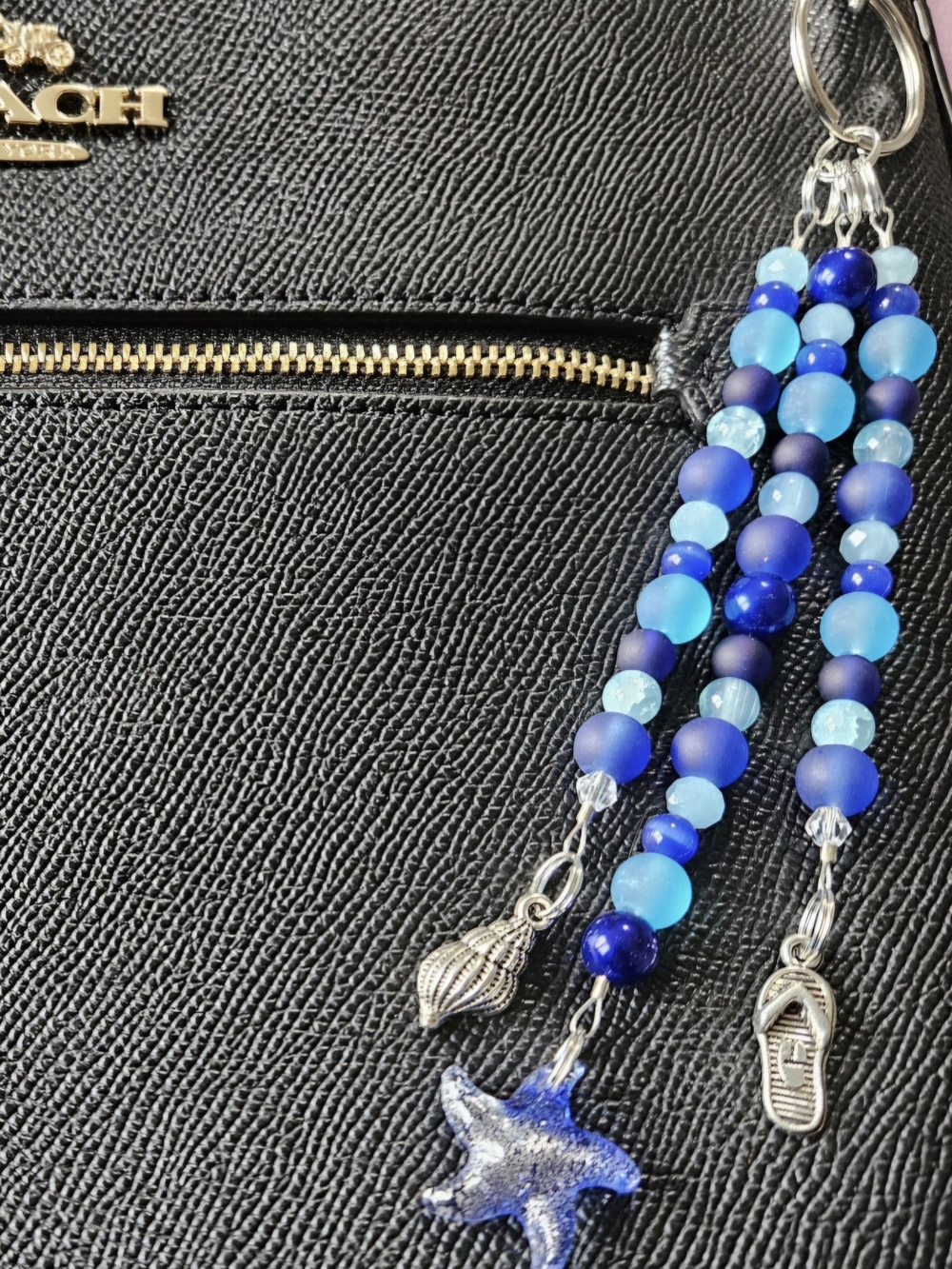 Beaded Starfish Bag Tag Purse Charm Beach Theme